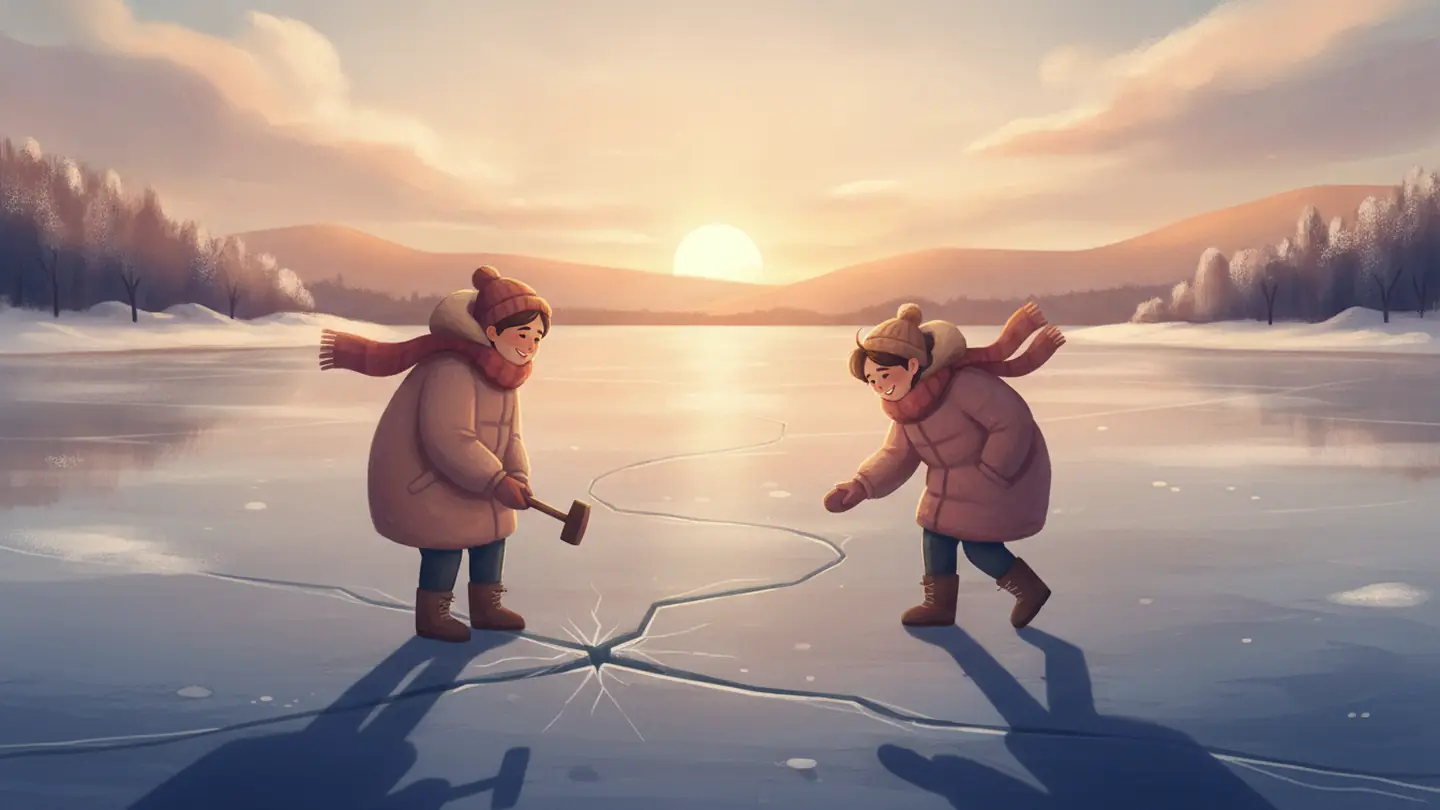 "break the ice", drawn literally