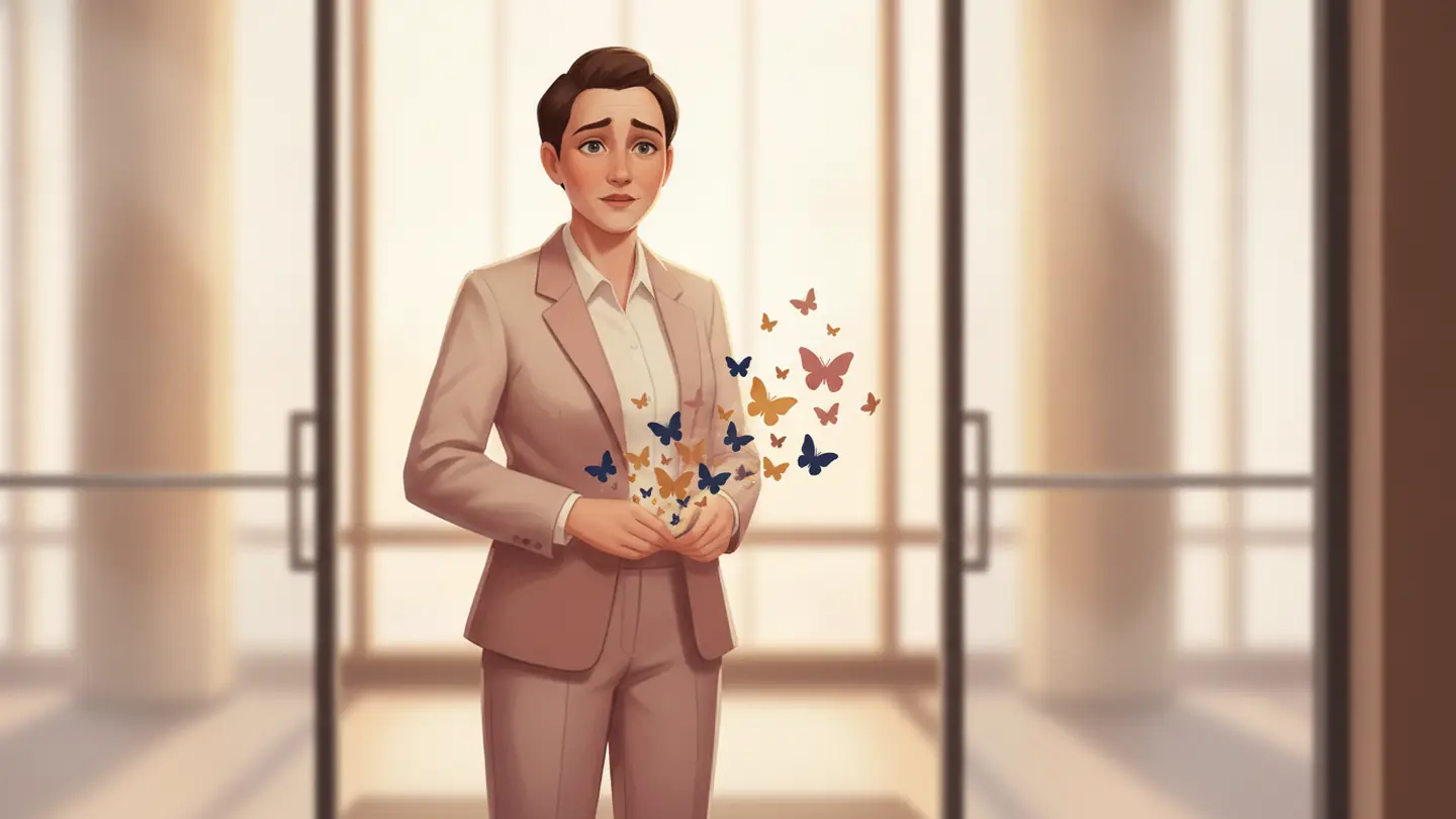 "butterflies in my stomach", drawn literally