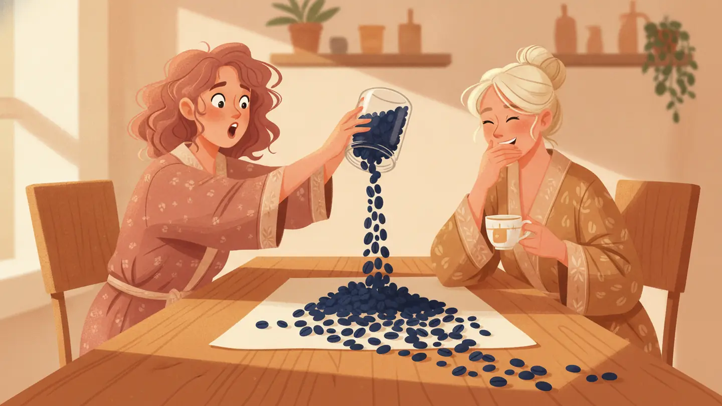 "spill the beans", drawn literally