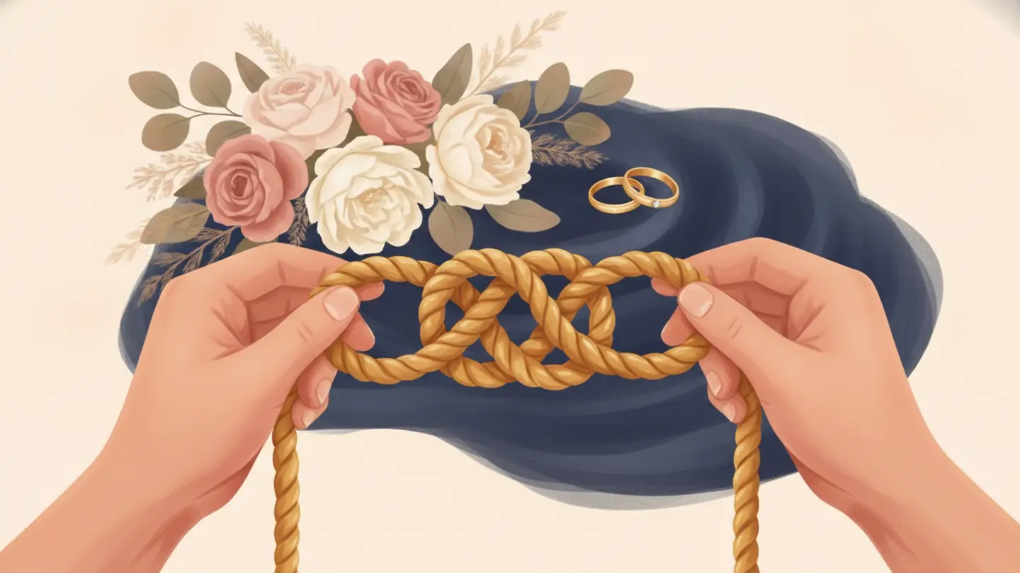 "tie the knot", drawn literally