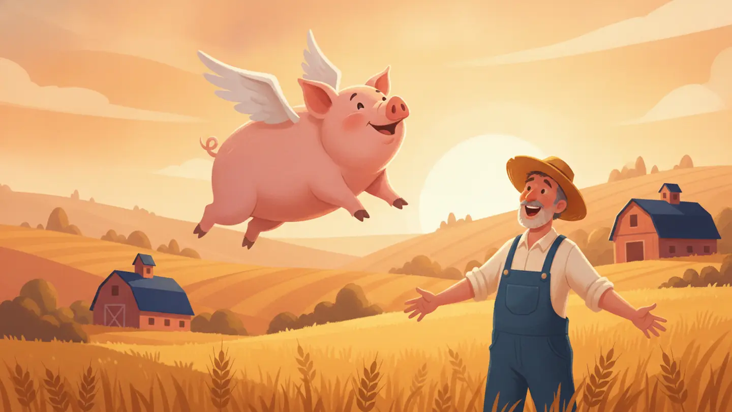 "when pigs fly", drawn literally