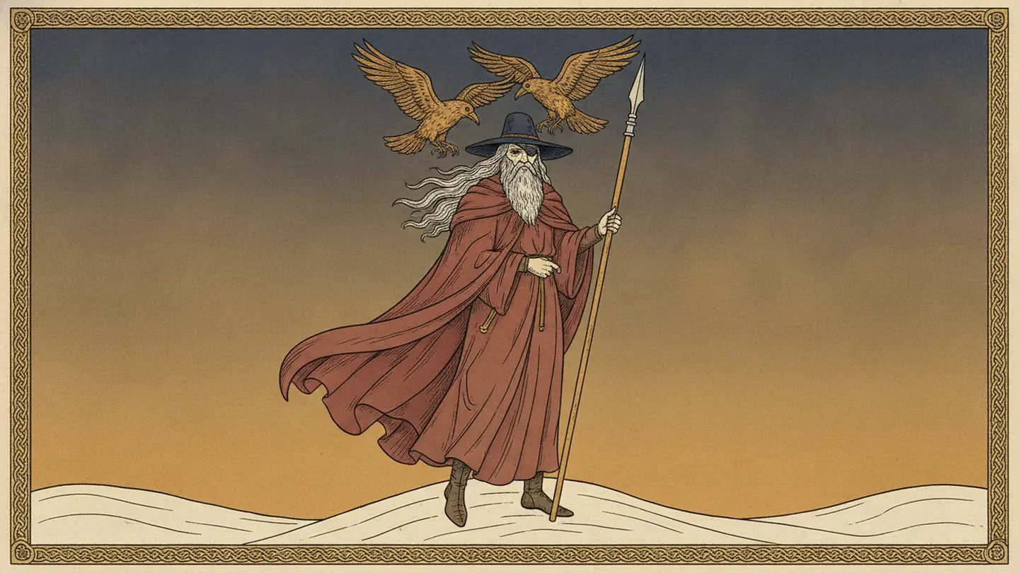 Woden, the god Wednesday is named after, with his two ravens